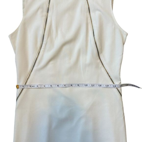 Calvin Klein Cream Zipper Detail Sleeveless Sheath Dress Size 6 - Picture 12 of 16